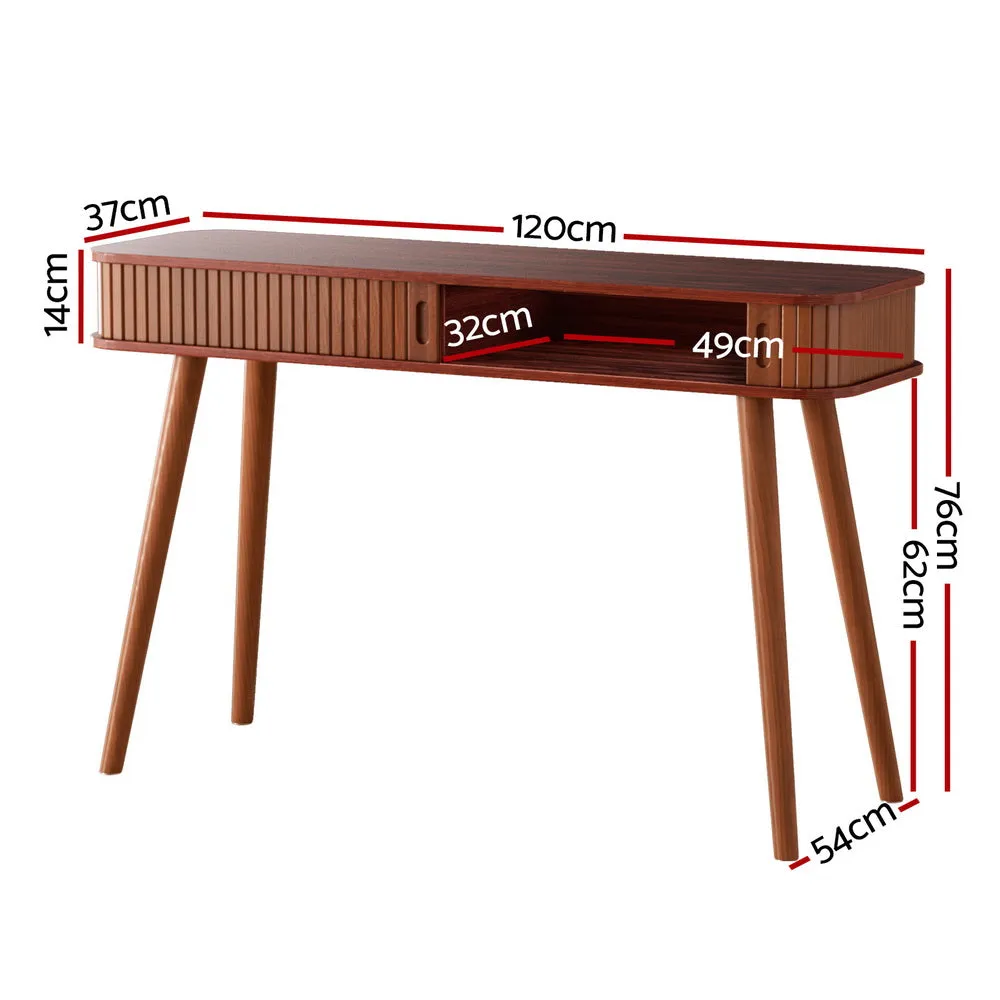 120cm Artiss Console Table 2 Drawers - Walnut