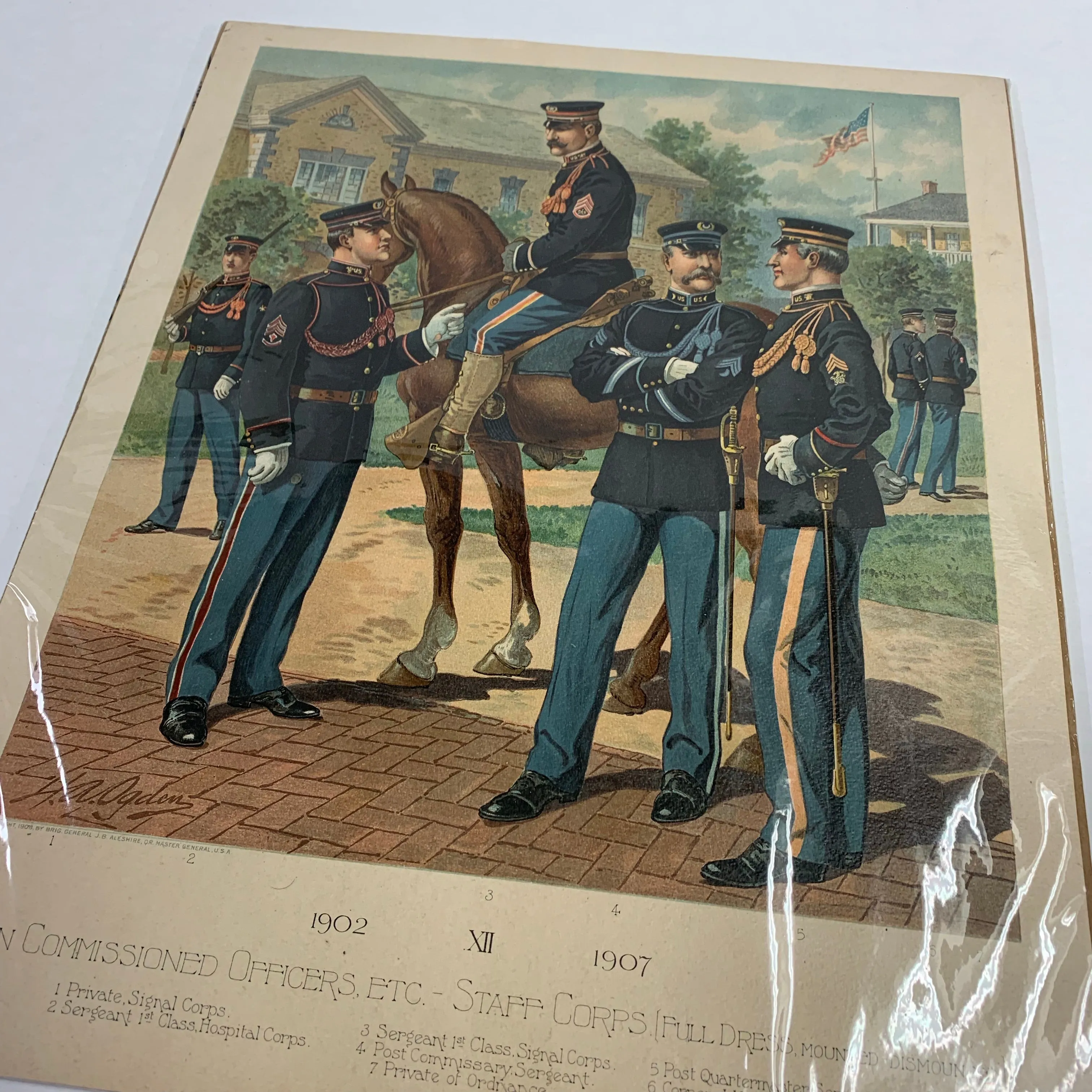 1908 H.A. Ogden Non Commissioned Officers 1902-1907 Illustrated Plate, American Military Uniforms