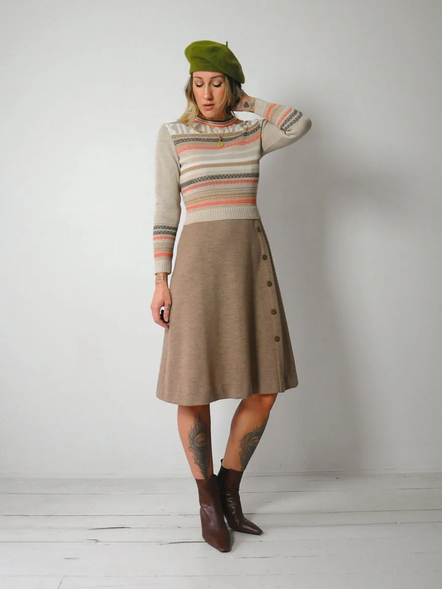 1970's Geo Striped Knit Dress