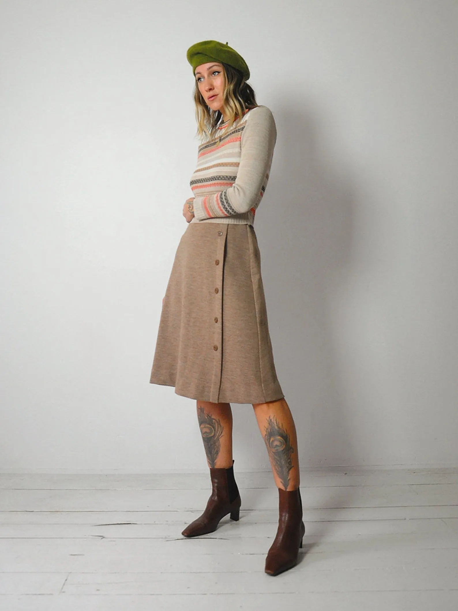 1970's Geo Striped Knit Dress