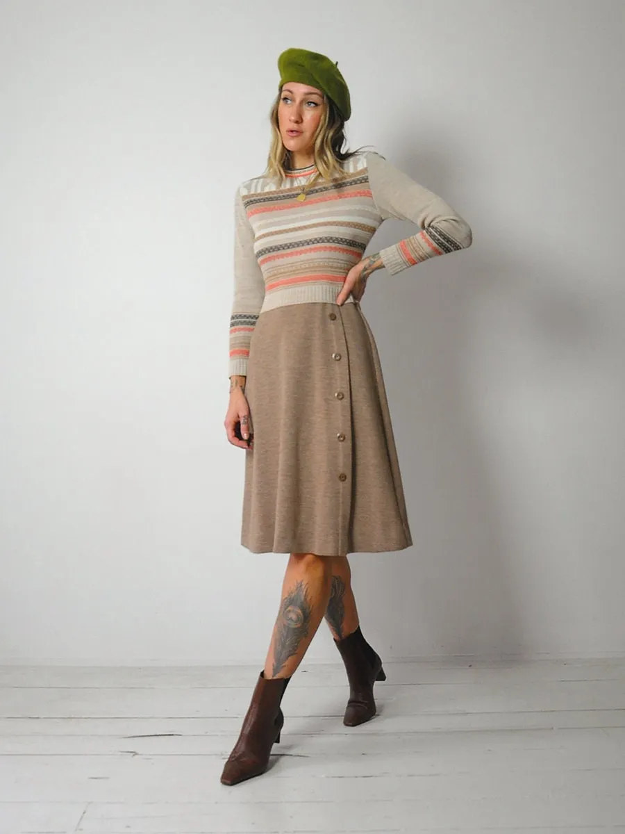 1970's Geo Striped Knit Dress