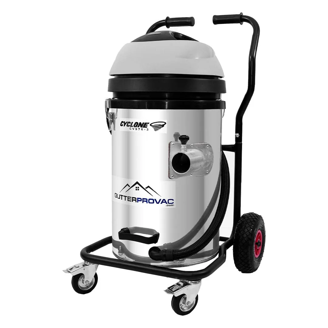 20 Gallon Cyclone II 3600W Stainless Steel Gutter Vacuum with 20 Foot Aluminum Poles and Bag