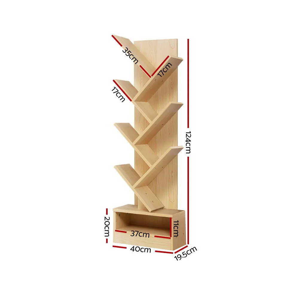 7-Tier Tree Bookshelf, Freestanding, Oak - Artiss