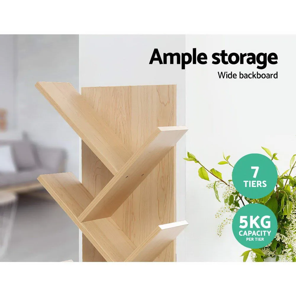 7-Tier Tree Bookshelf, Freestanding, Oak - Artiss
