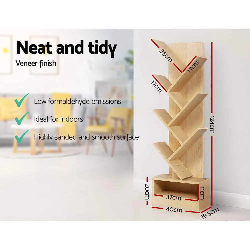 7-Tier Tree Bookshelf, Freestanding, Oak - Artiss