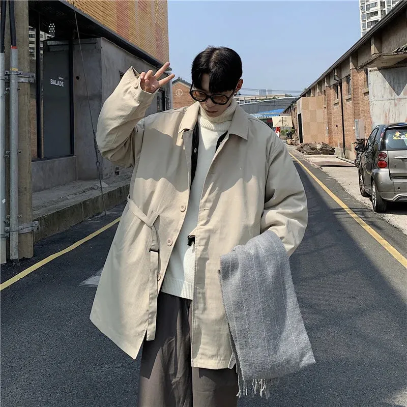 Aidase Autumn Trench Coat Men Warm Oversized Casual Long Coat Men Streetwear Korean Loose Thick Windbreaker Jacket Mens Overcoat M-2XL