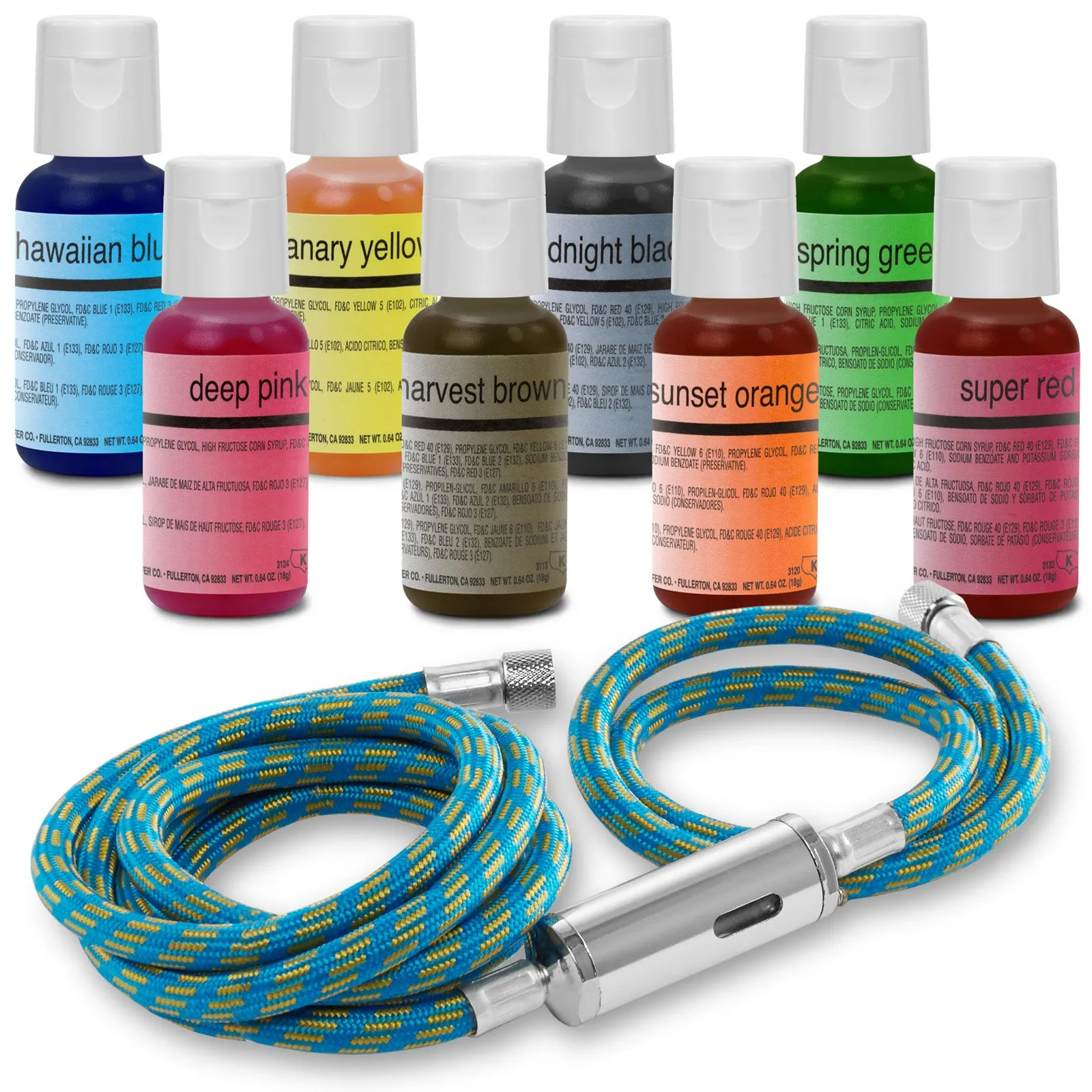 Airbrush Cake Decorating Kit - Airbrush, Compressor, Chefmaster Colors