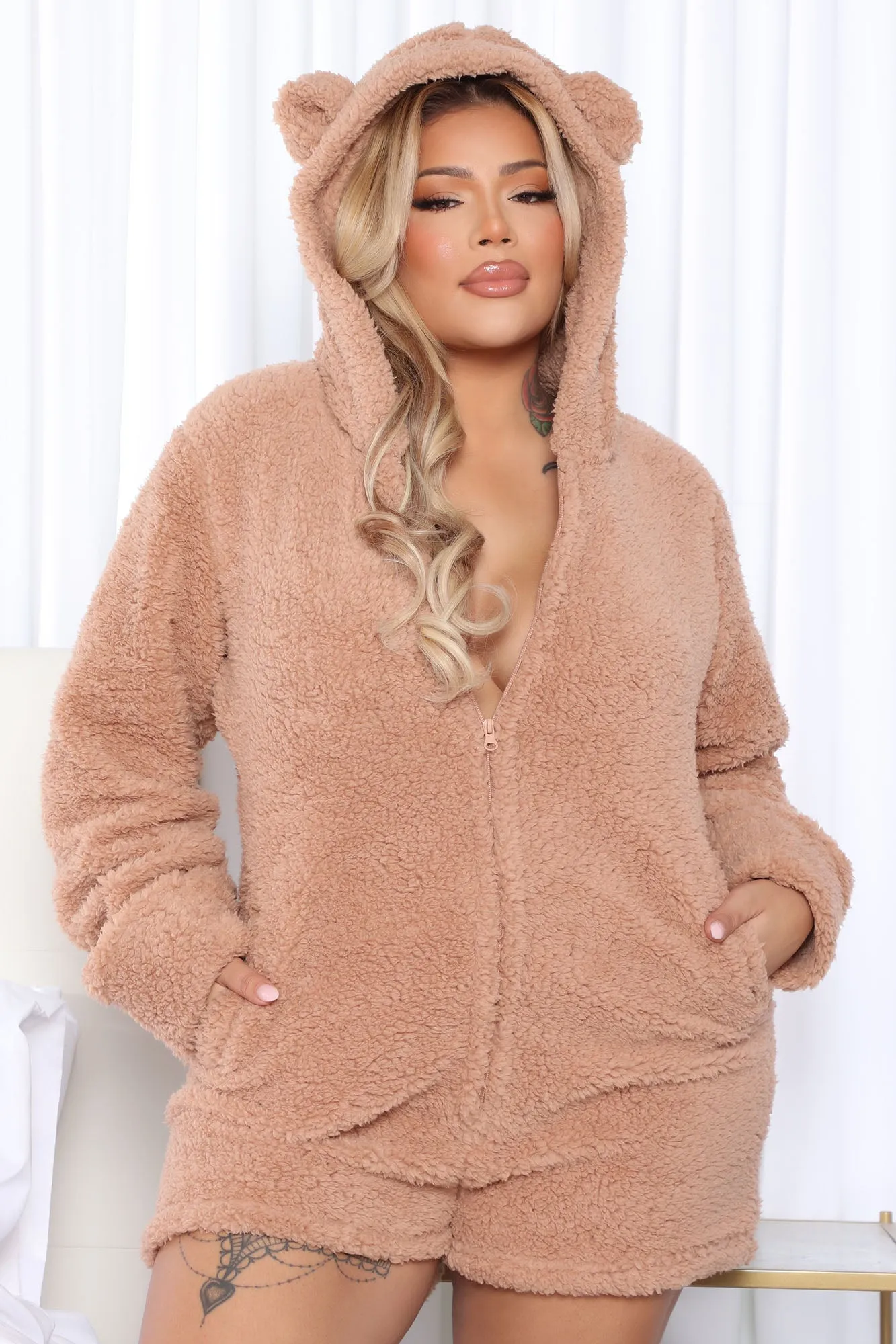Baby Bear Hug PJ Romper Onesie - Mocha