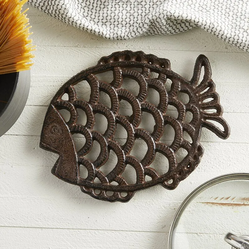 Brown Rustic Cast Iron Fish Trivet