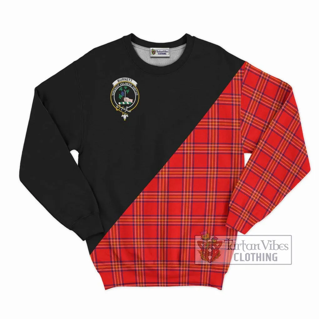 Burnett Modern Tartan Sweatshirt with Family Crest and Military Logo Style