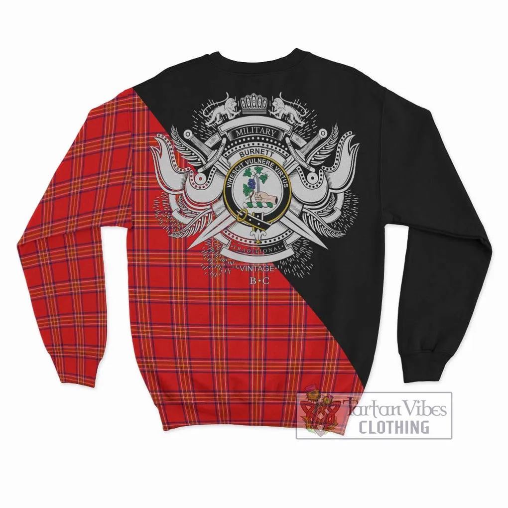 Burnett Modern Tartan Sweatshirt with Family Crest and Military Logo Style