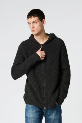 CARDED HOODED CARDIGAN WITH ZIP