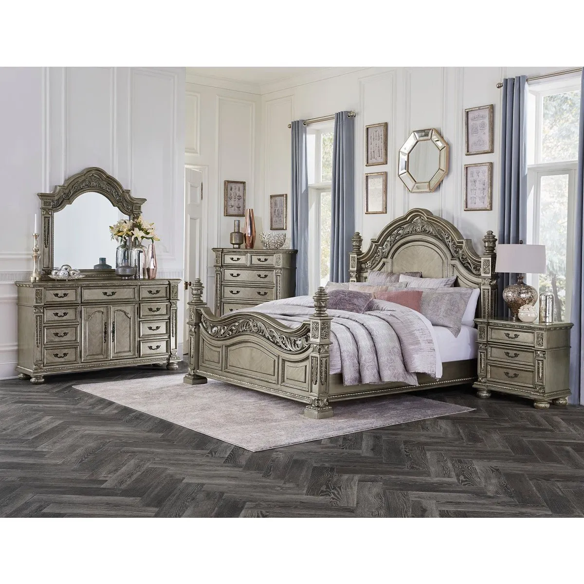 Catalonia Platinum Gold Queen Bed