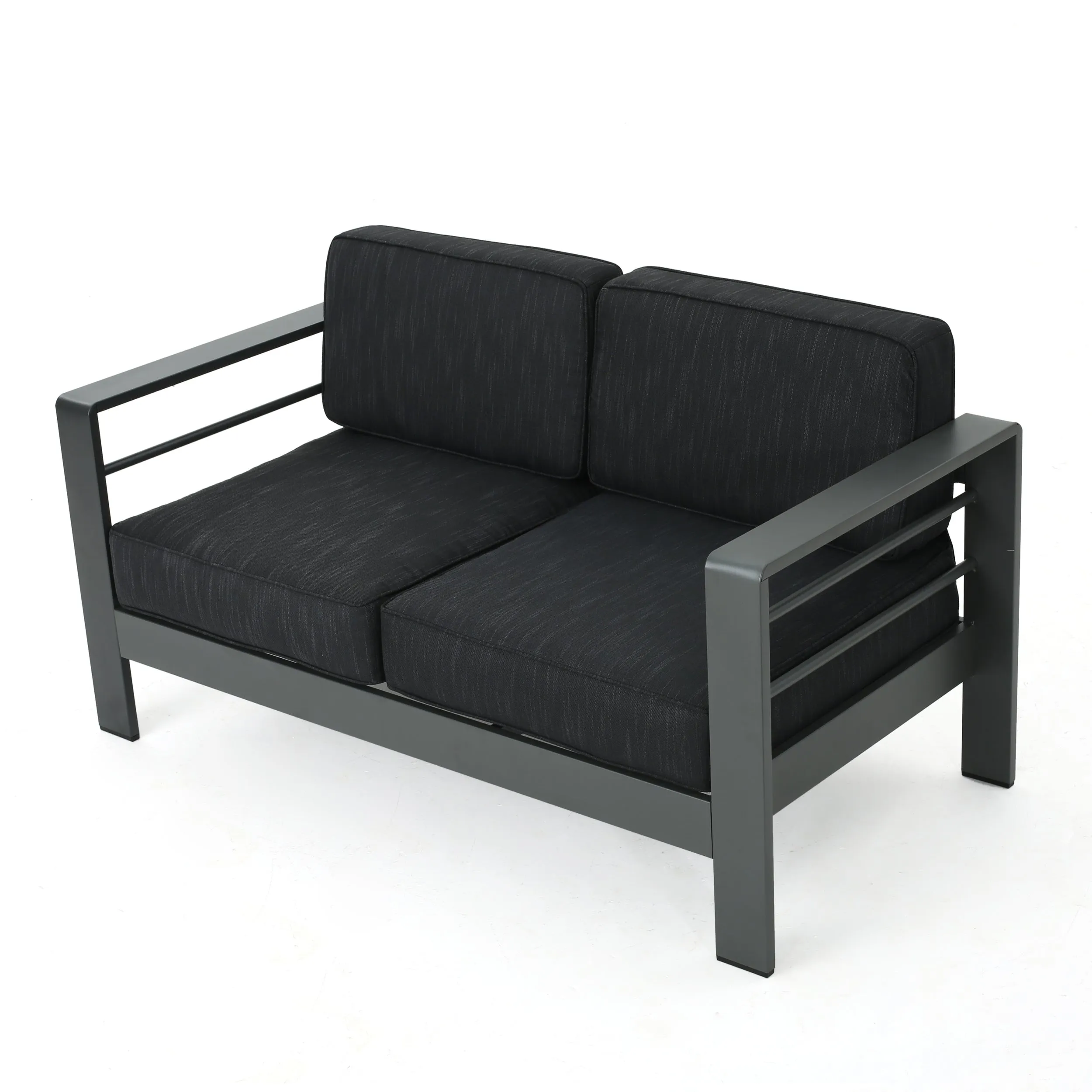Cherie Outdoor 4 Seater Aluminum Chat Set with Fire Pit