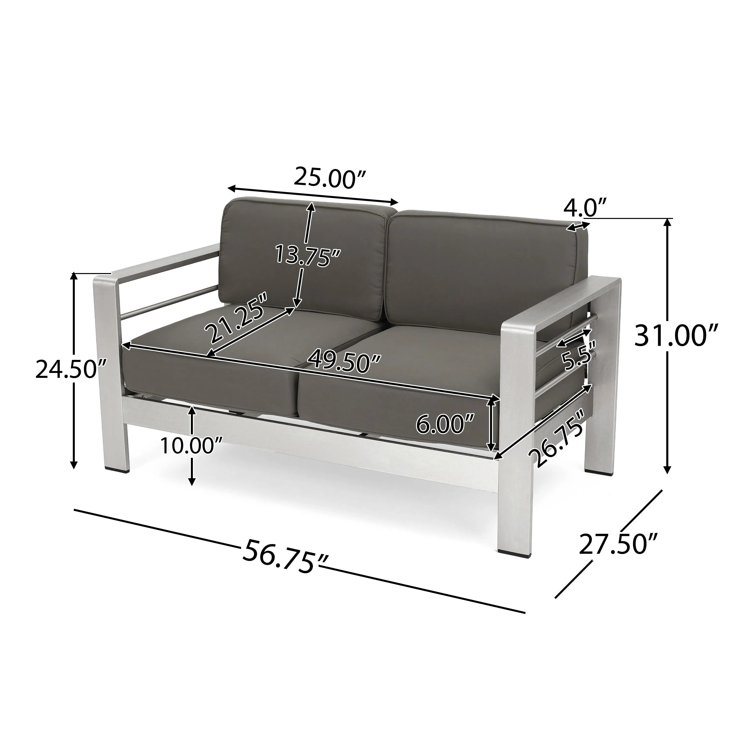 Cherie Outdoor 4 Seater Aluminum Chat Set with Fire Pit