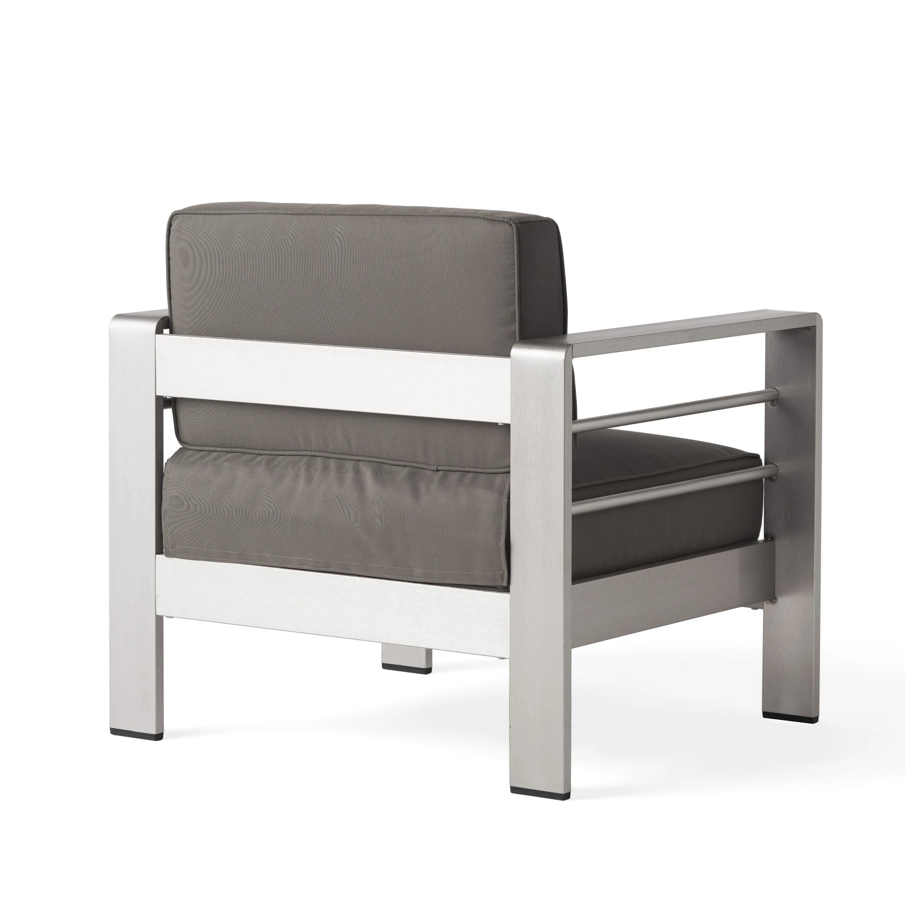 Cherie Outdoor 4 Seater Aluminum Chat Set with Fire Pit