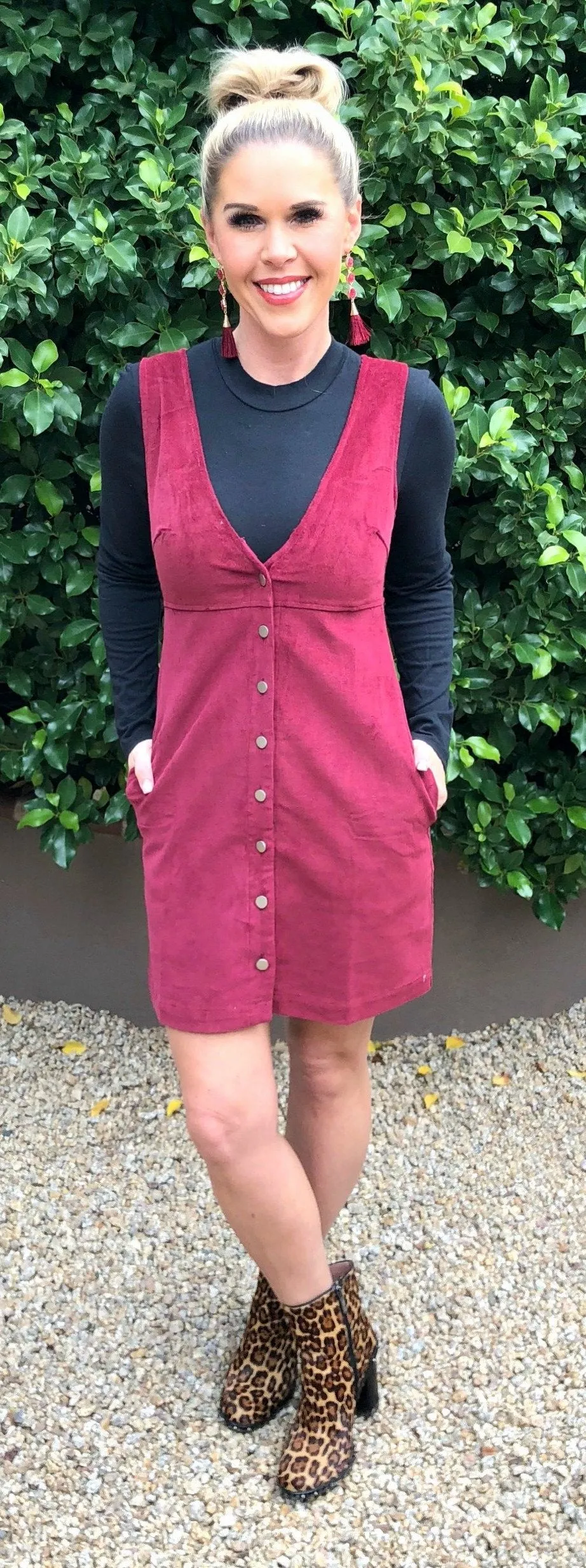 Corduroy Button Up Pocket Dress