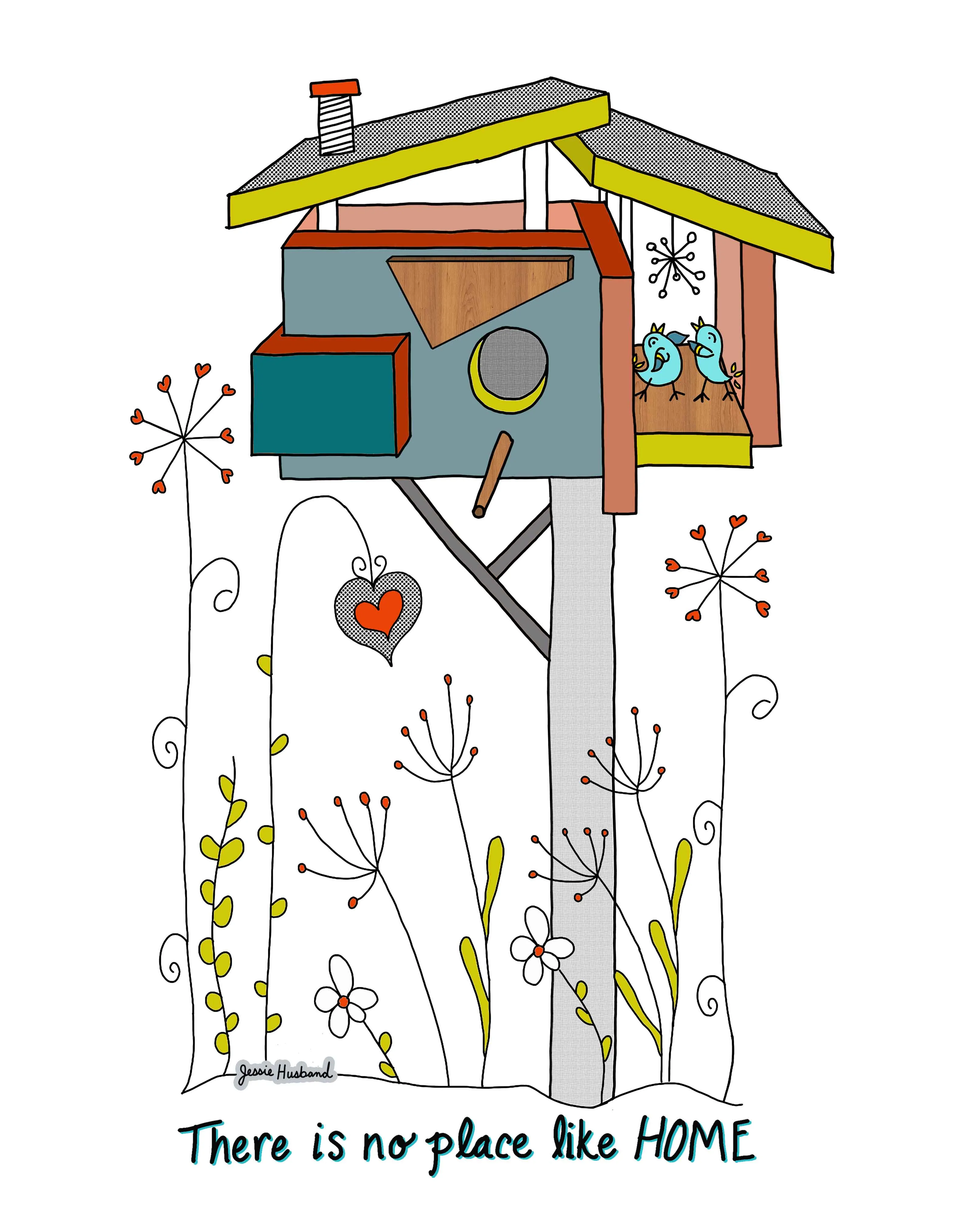 Custom Housewarming Art, birdhouse, modern, love, There is no place like home, Custom plaque, Home