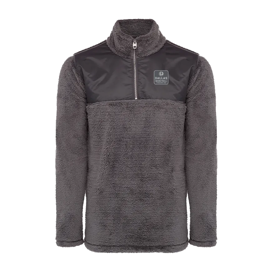 DALLAS MAVERICKS SPORTIQE LINDON SHERPA QUARTER ZIP GREY SWEATER