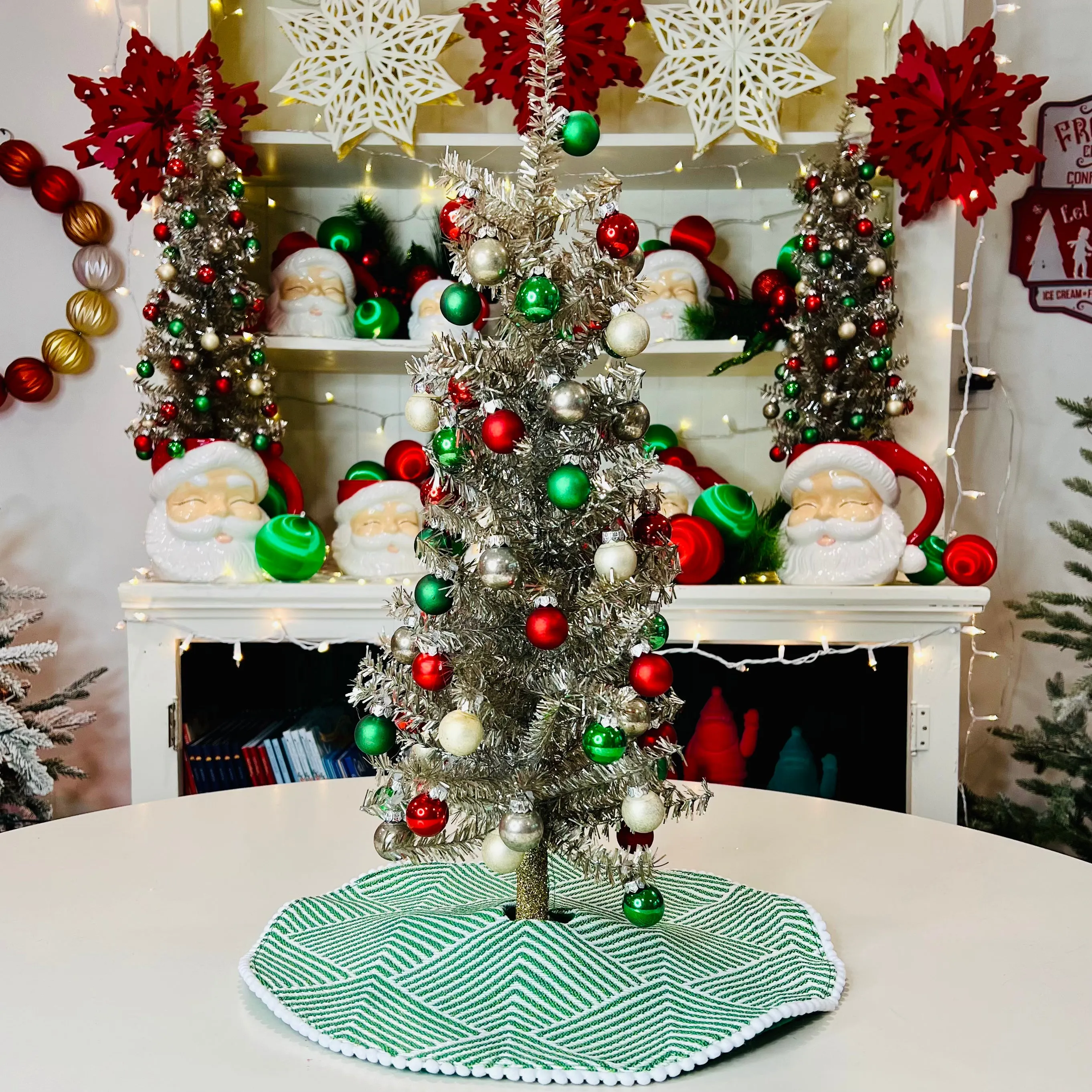 Exclusive Green & White Striped 14" Mini Tree Skirt