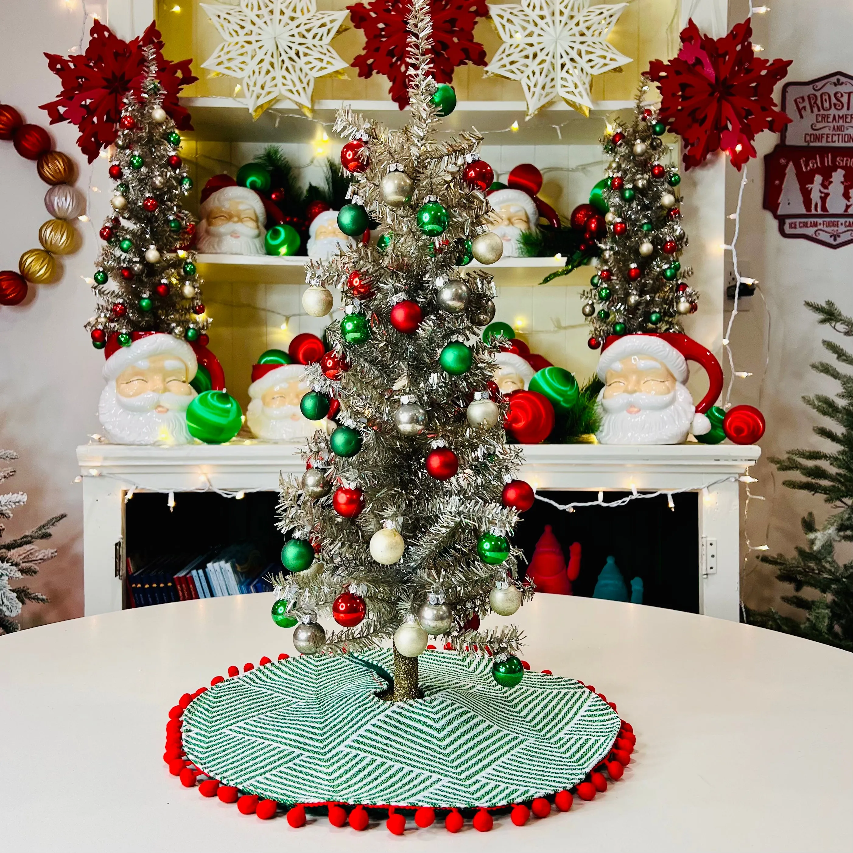 Exclusive Green & White Striped 14" Mini Tree Skirt