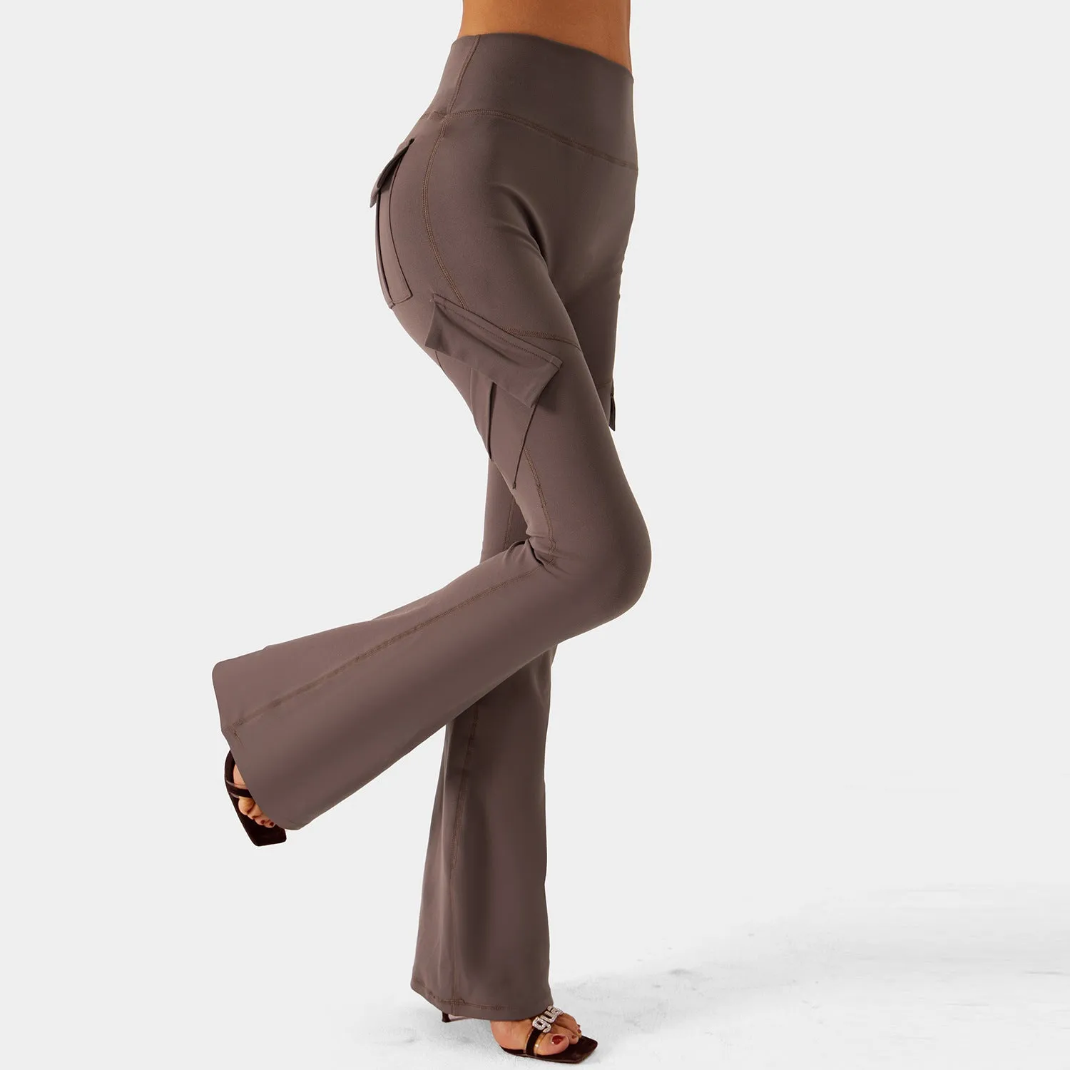 Flytonnshop avant garde dress to impress New Wide-Leg Pants Tight Nude Hip Lifting Overalls Flared Pants High Waist Micro-Pull Yoga Trousers