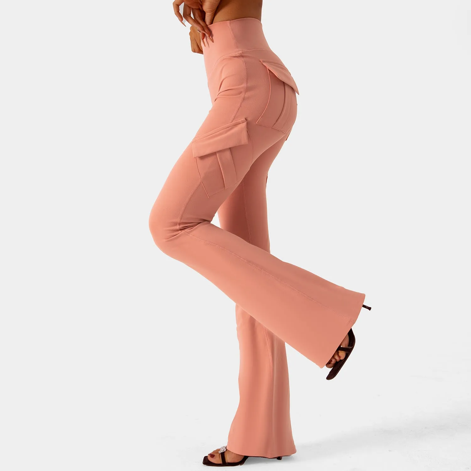 Flytonnshop avant garde dress to impress New Wide-Leg Pants Tight Nude Hip Lifting Overalls Flared Pants High Waist Micro-Pull Yoga Trousers
