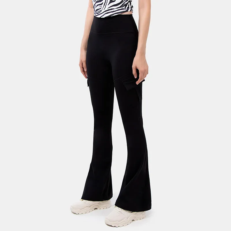 Flytonnshop avant garde dress to impress New Wide-Leg Pants Tight Nude Hip Lifting Overalls Flared Pants High Waist Micro-Pull Yoga Trousers