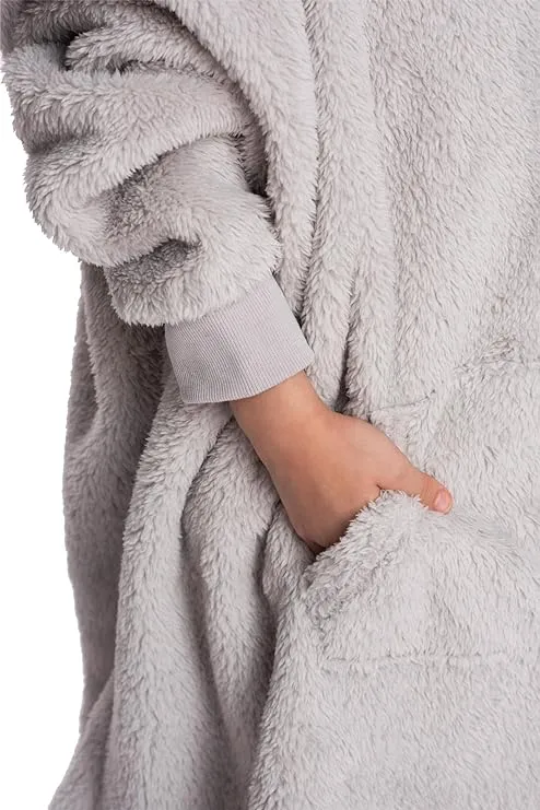 Gray Kids Sherpa Hoodie Blanket - Ultimate Coziness for Play, Sleep, and Adventure