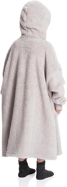 Gray Kids Sherpa Hoodie Blanket - Ultimate Coziness for Play, Sleep, and Adventure
