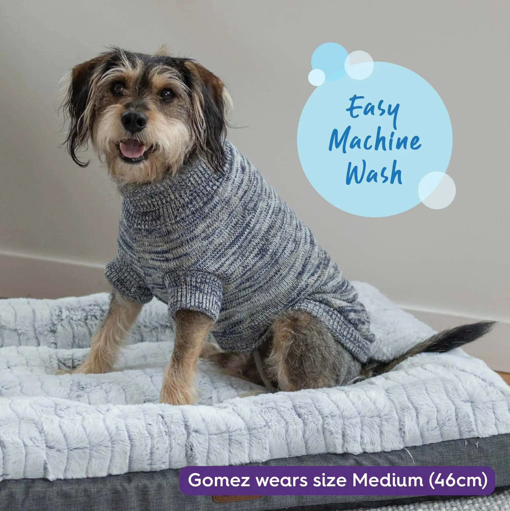 Hazy Grey Roll Neck Dog Jumper