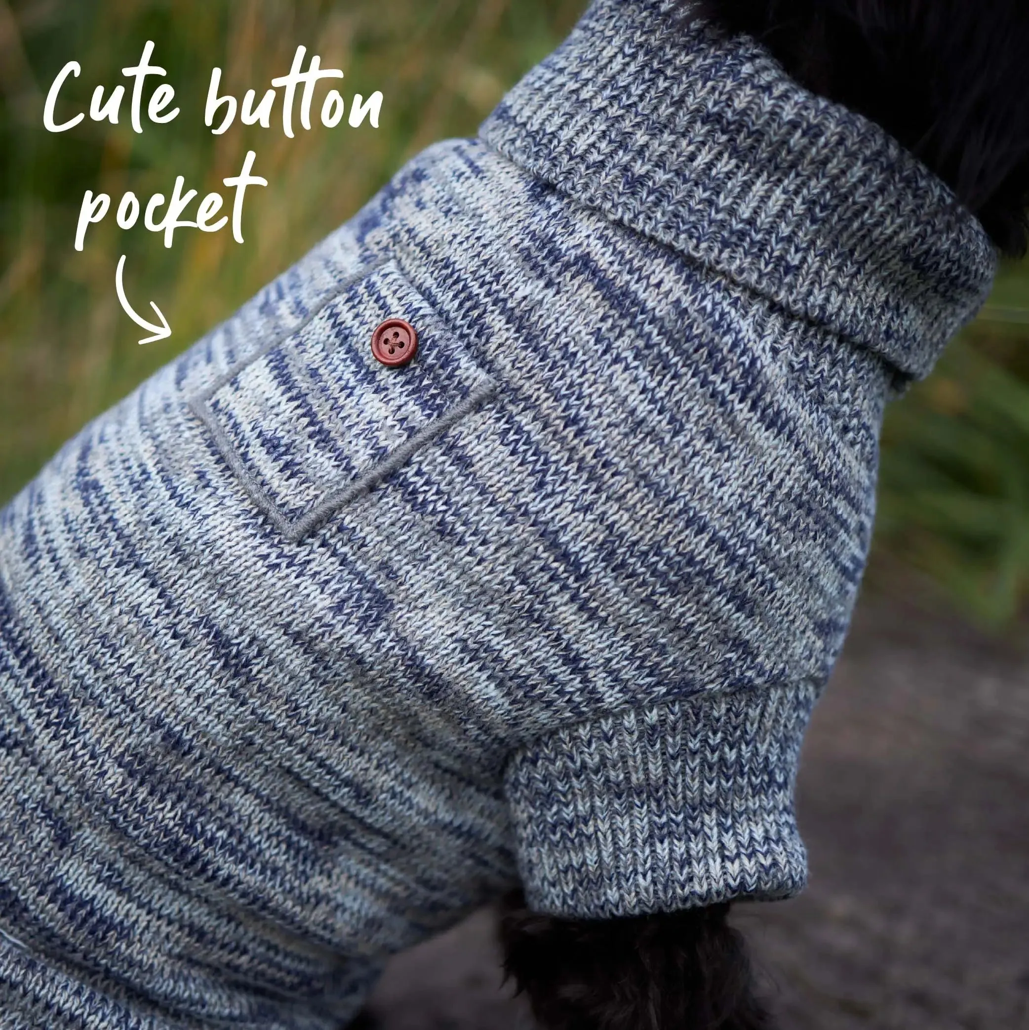 Hazy Grey Roll Neck Dog Jumper