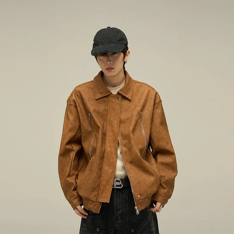 Hazy Zip Pocket Faux Leather Jacket