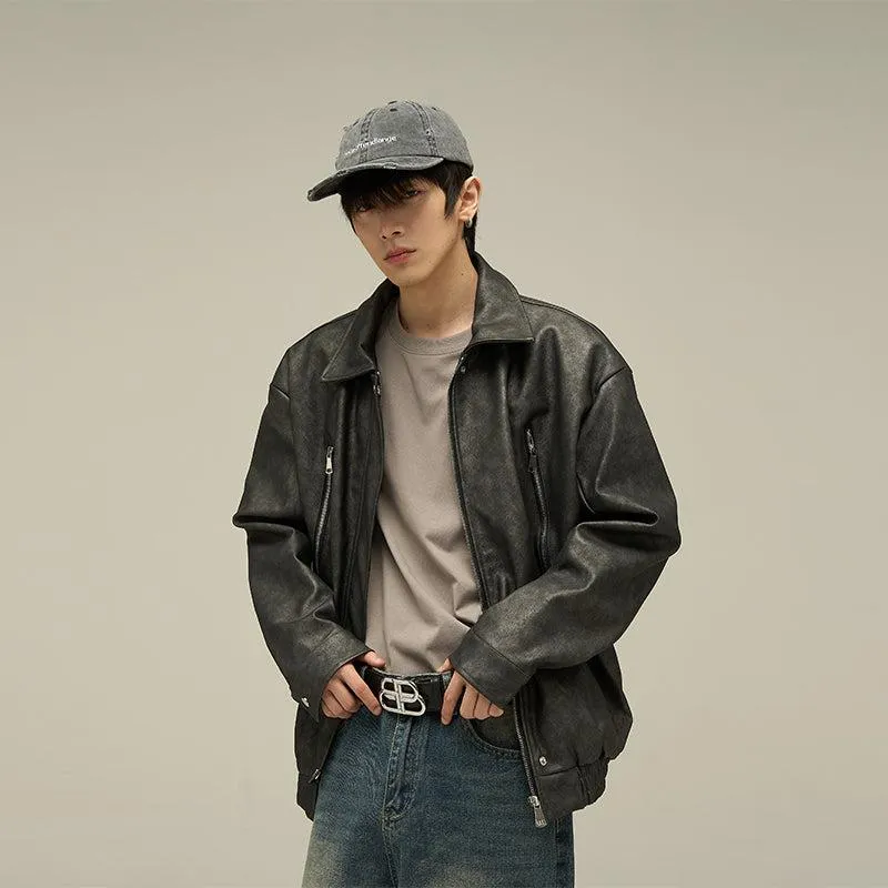 Hazy Zip Pocket Faux Leather Jacket