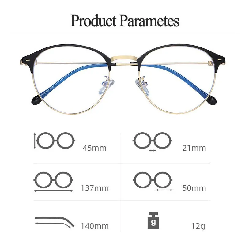 Hotony Unisex Full Rim Round Browline Acetate Alloy Eyeglasses Zy9811