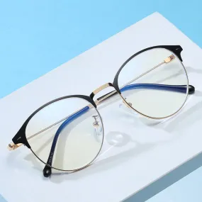 Hotony Unisex Full Rim Round Browline Acetate Alloy Eyeglasses Zy9811