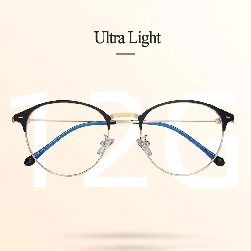Hotony Unisex Full Rim Round Browline Acetate Alloy Eyeglasses Zy9811