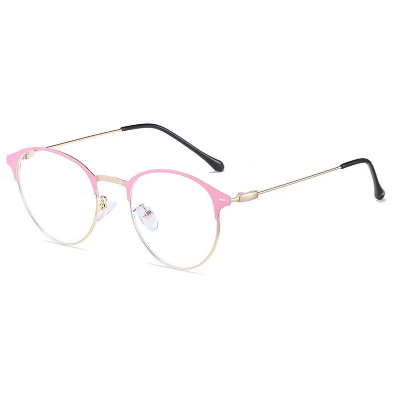 Hotony Unisex Full Rim Round Browline Acetate Alloy Eyeglasses Zy9811