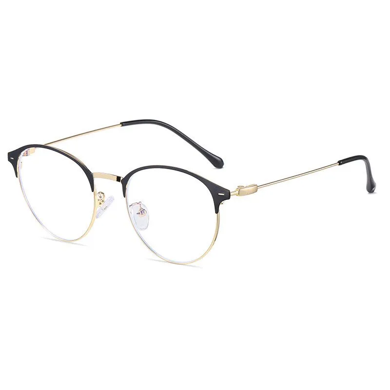 Hotony Unisex Full Rim Round Browline Acetate Alloy Eyeglasses Zy9811