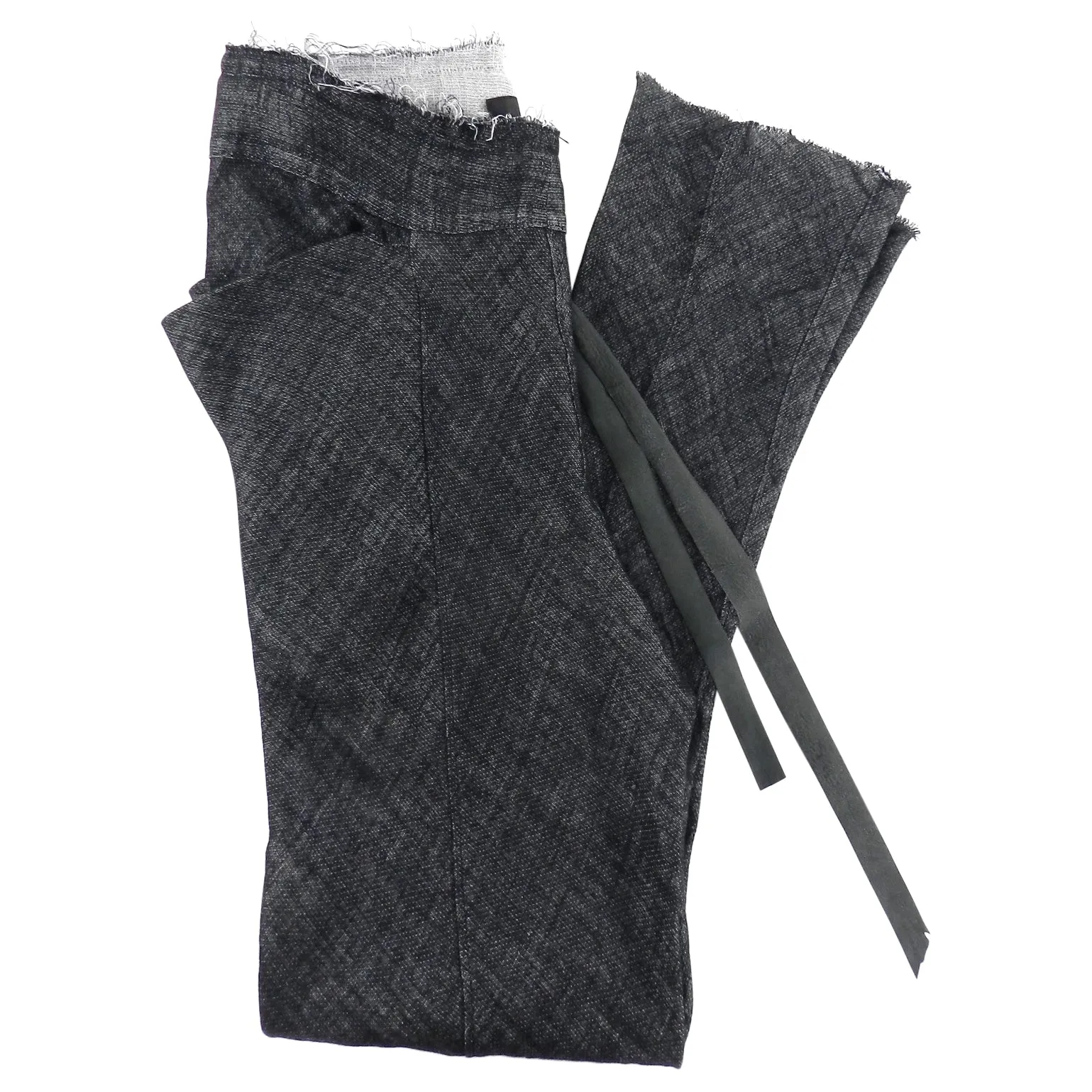 InAisce Grey Linen Trousers With Leather Drawstring - 34