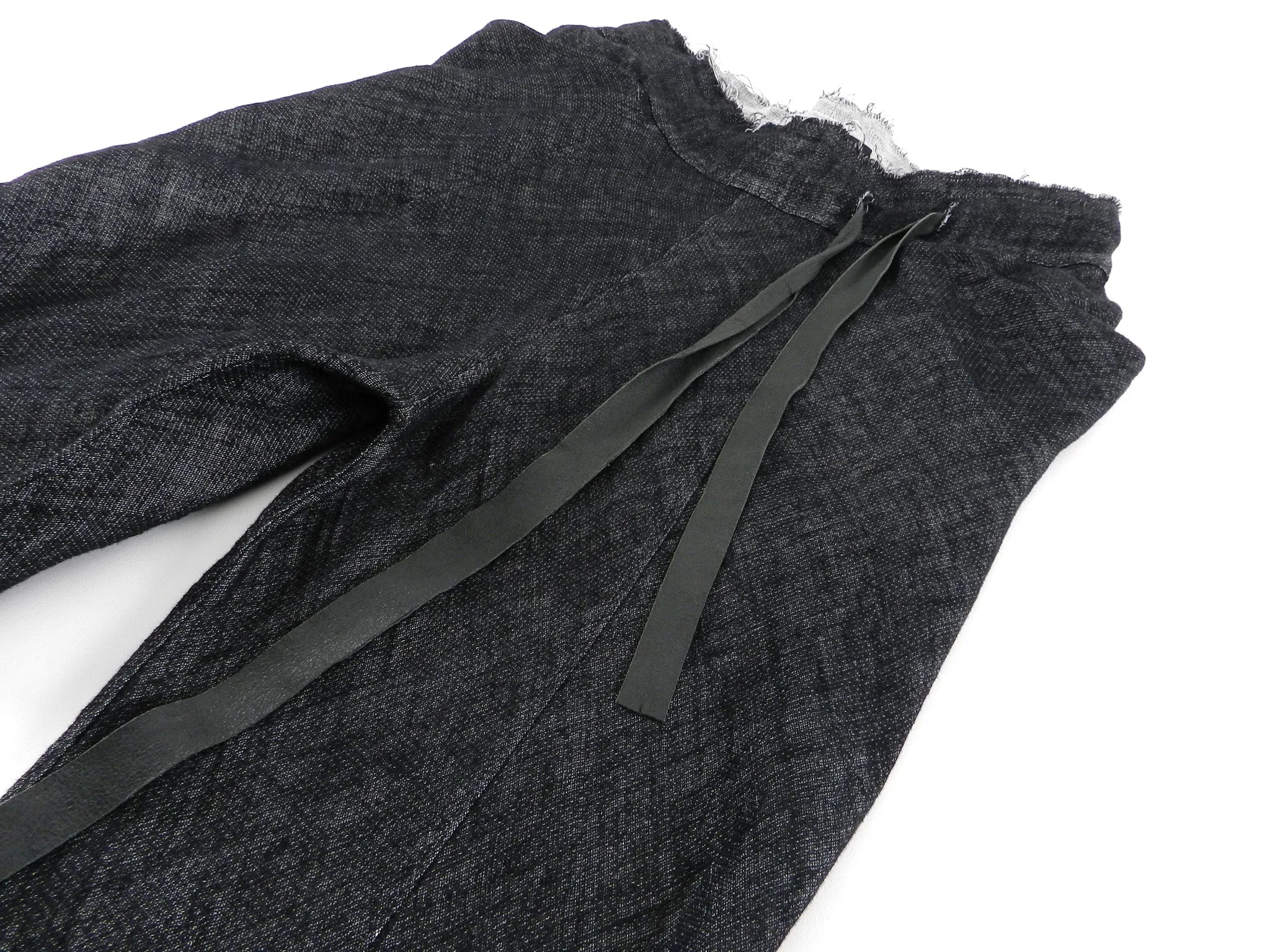 InAisce Grey Linen Trousers With Leather Drawstring - 34