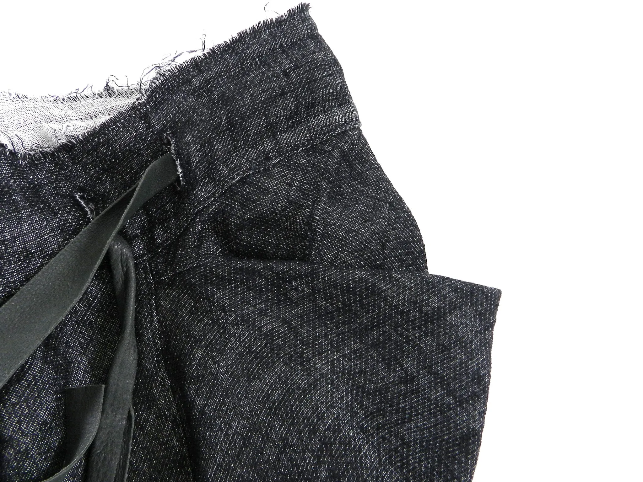 InAisce Grey Linen Trousers With Leather Drawstring - 34