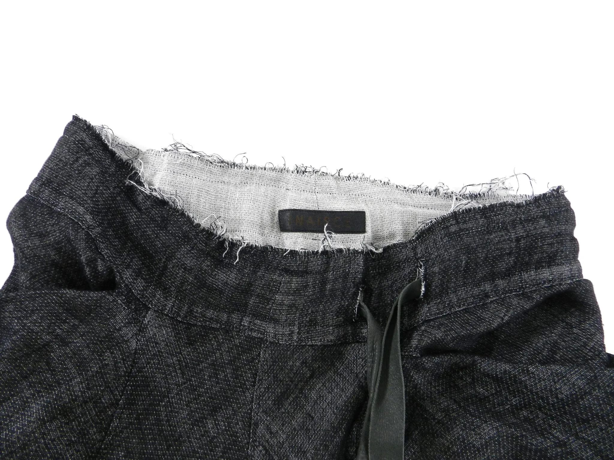 InAisce Grey Linen Trousers With Leather Drawstring - 34