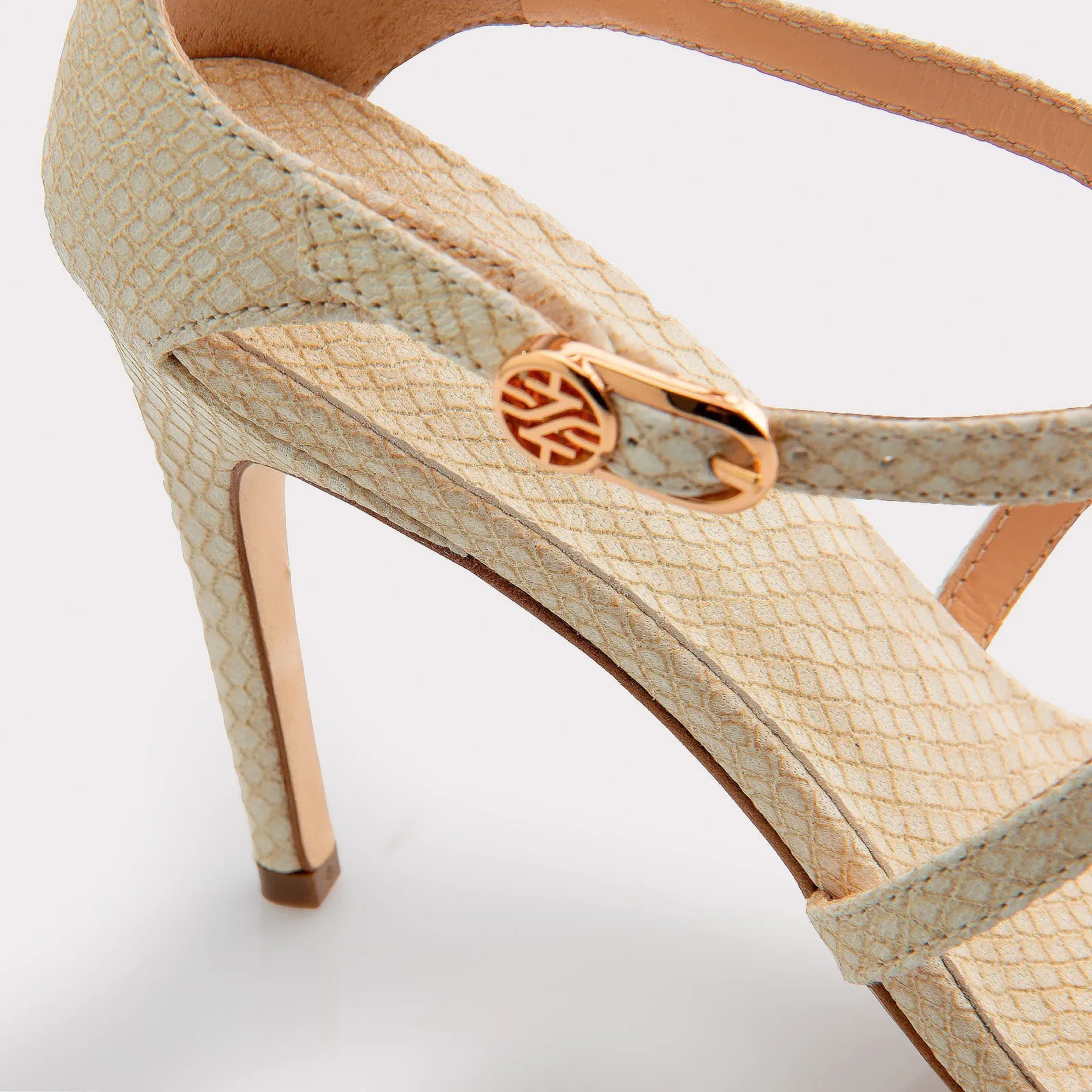 IVA OFF-WHITE MINI VIPER EMBOSSED LEATHER SANDALS