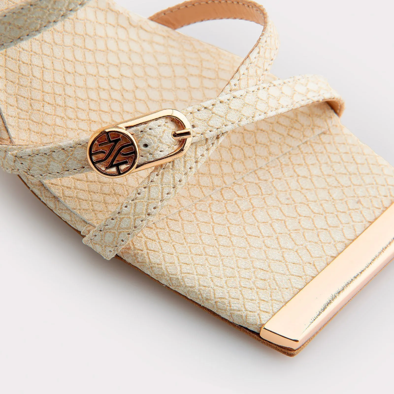 IVA OFF-WHITE MINI VIPER EMBOSSED LEATHER SANDALS