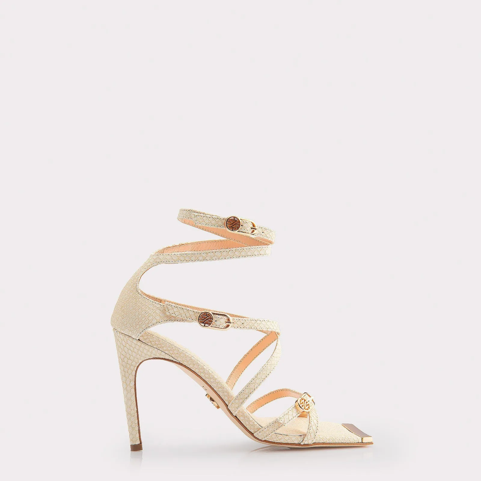 IVA OFF-WHITE MINI VIPER EMBOSSED LEATHER SANDALS