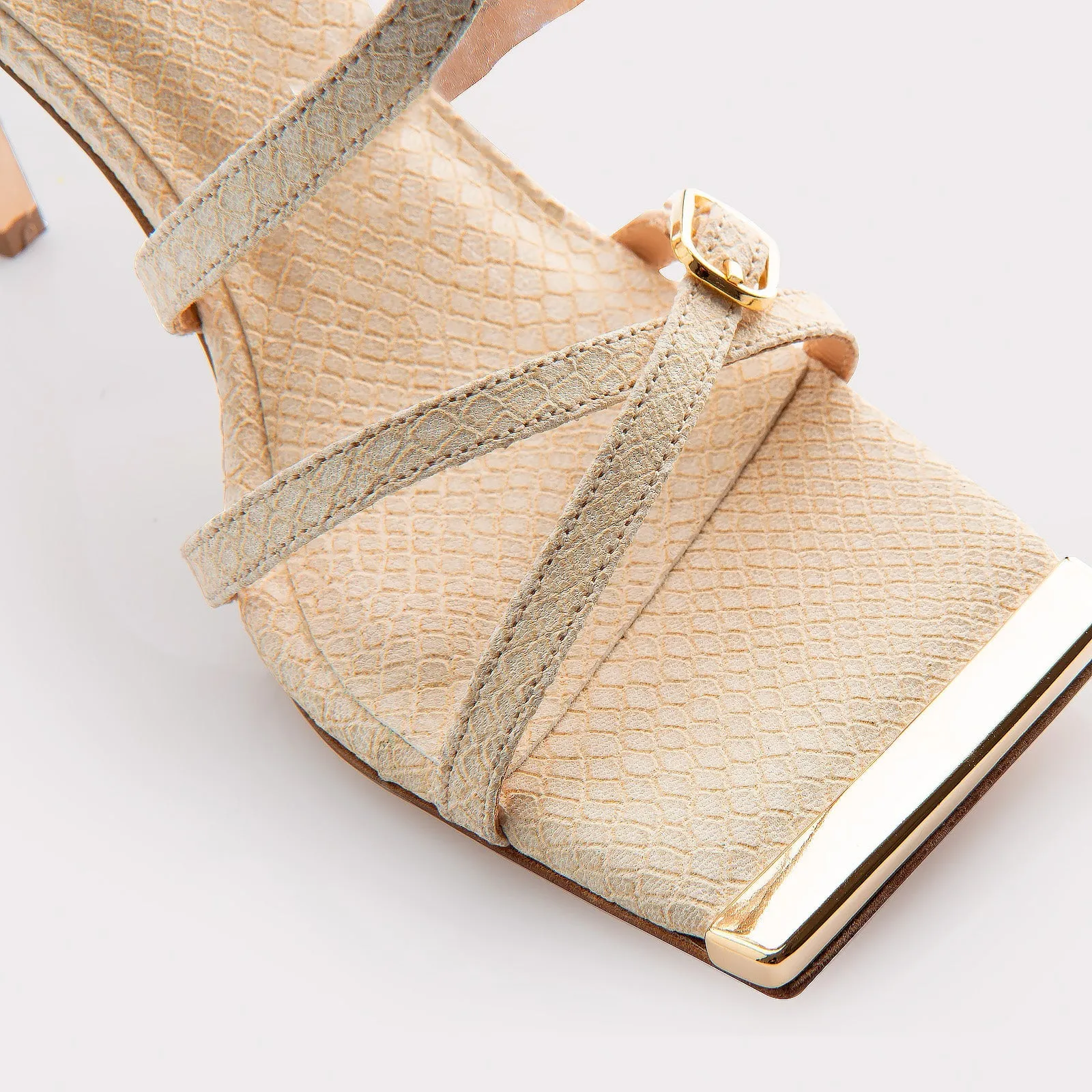 IVA OFF-WHITE MINI VIPER EMBOSSED LEATHER SANDALS