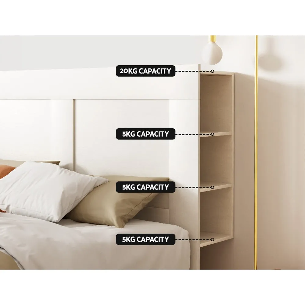 King Size White Headboard w/ Shelves, MDF - Artiss CABI