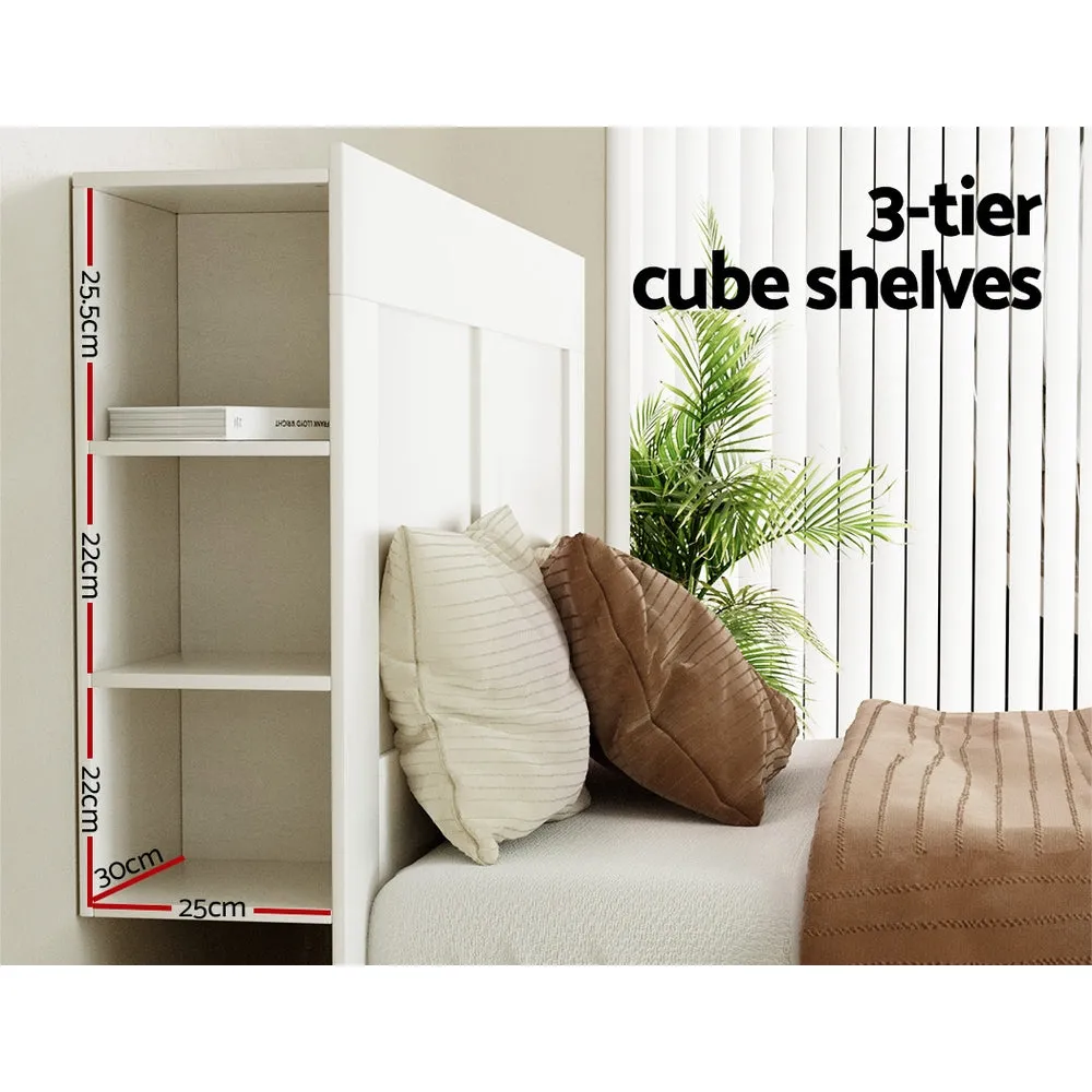 King Size White Headboard w/ Shelves, MDF - Artiss CABI