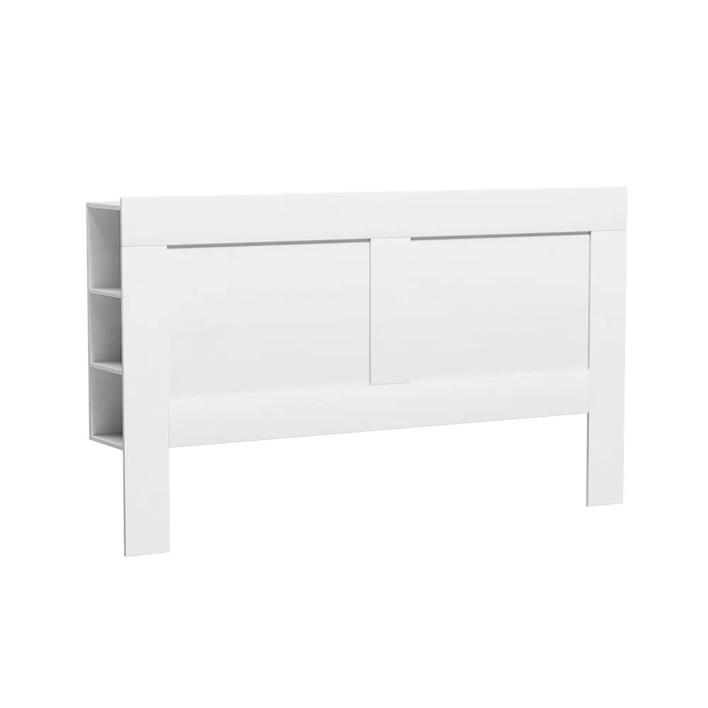 King Size White Headboard w/ Shelves, MDF - Artiss CABI